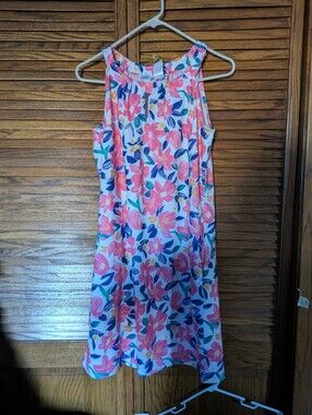Stella Parker NWT Aqua Pink UPF 50 Summer Floral Dress Size‎ Small
